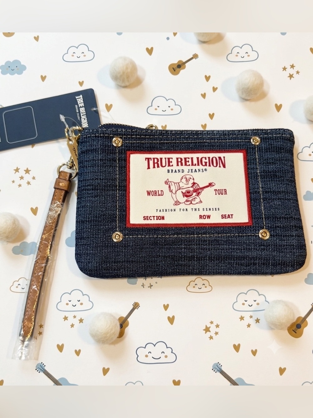 TRUE RELIGION Denim Wristlet Pouch NWT